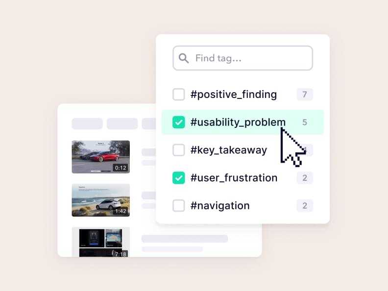 List of checkboxes with tags to filter clips by