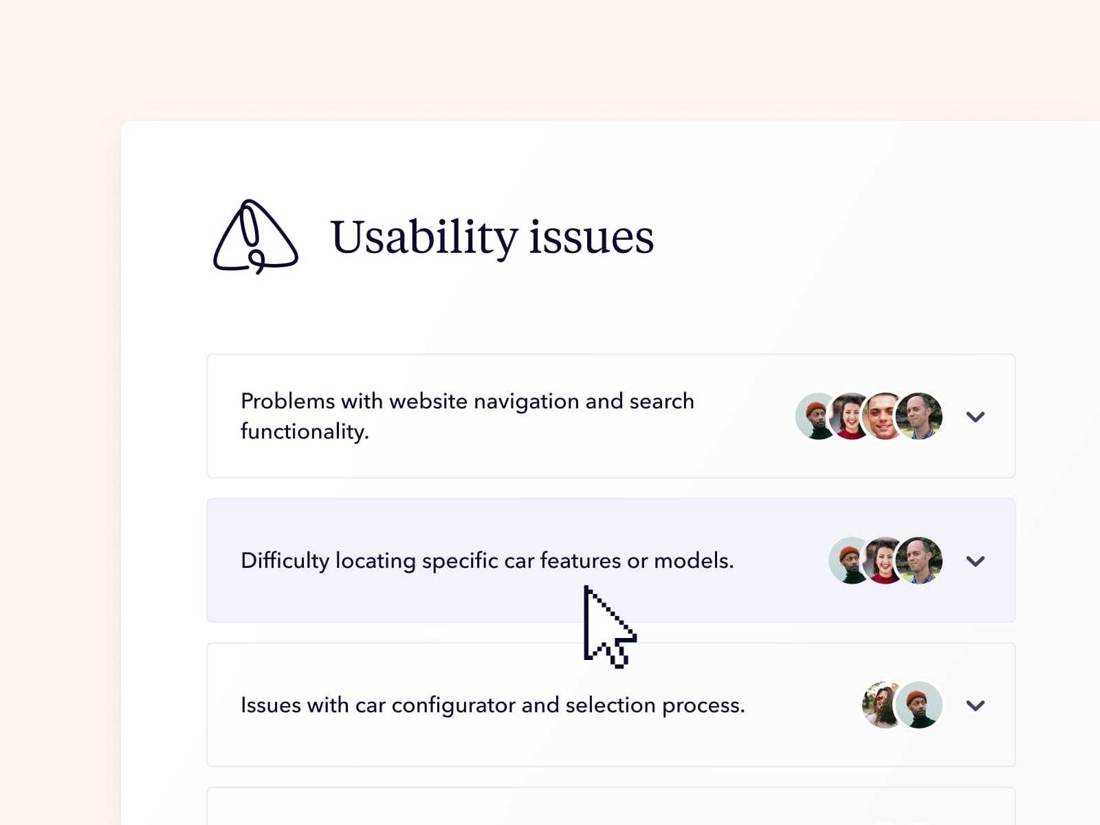 A list of usability issues